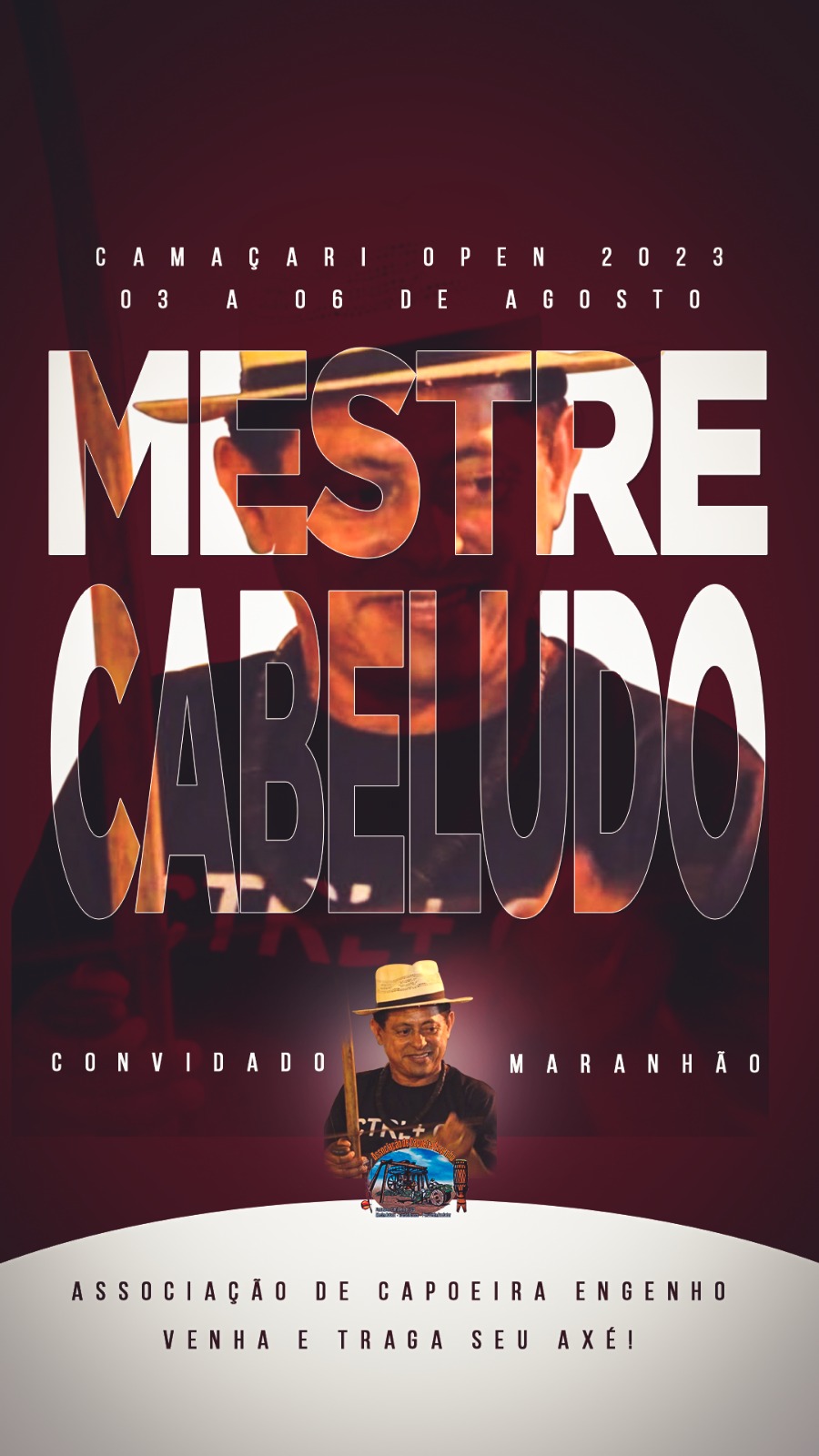 Mestre Cabeludo  na 14. Camaçari Open de Capoeira de 03 a 06 Agosto